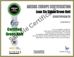 green belt Sample Certificate